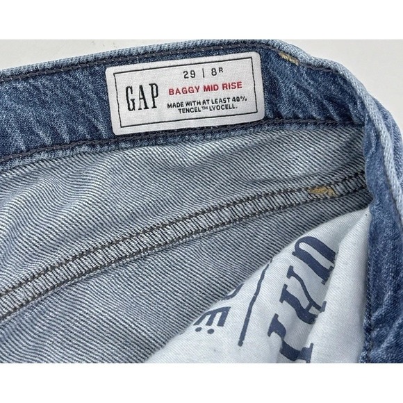 Gap Women's Baggy Mid-Rise Denim DIY Cropped Jeans Sz 28/8Wide-Leg Boho READ - Picture 3 of 9